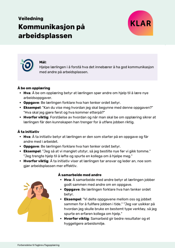 Veiledning - Kommunikasjon på arbeidsplassen