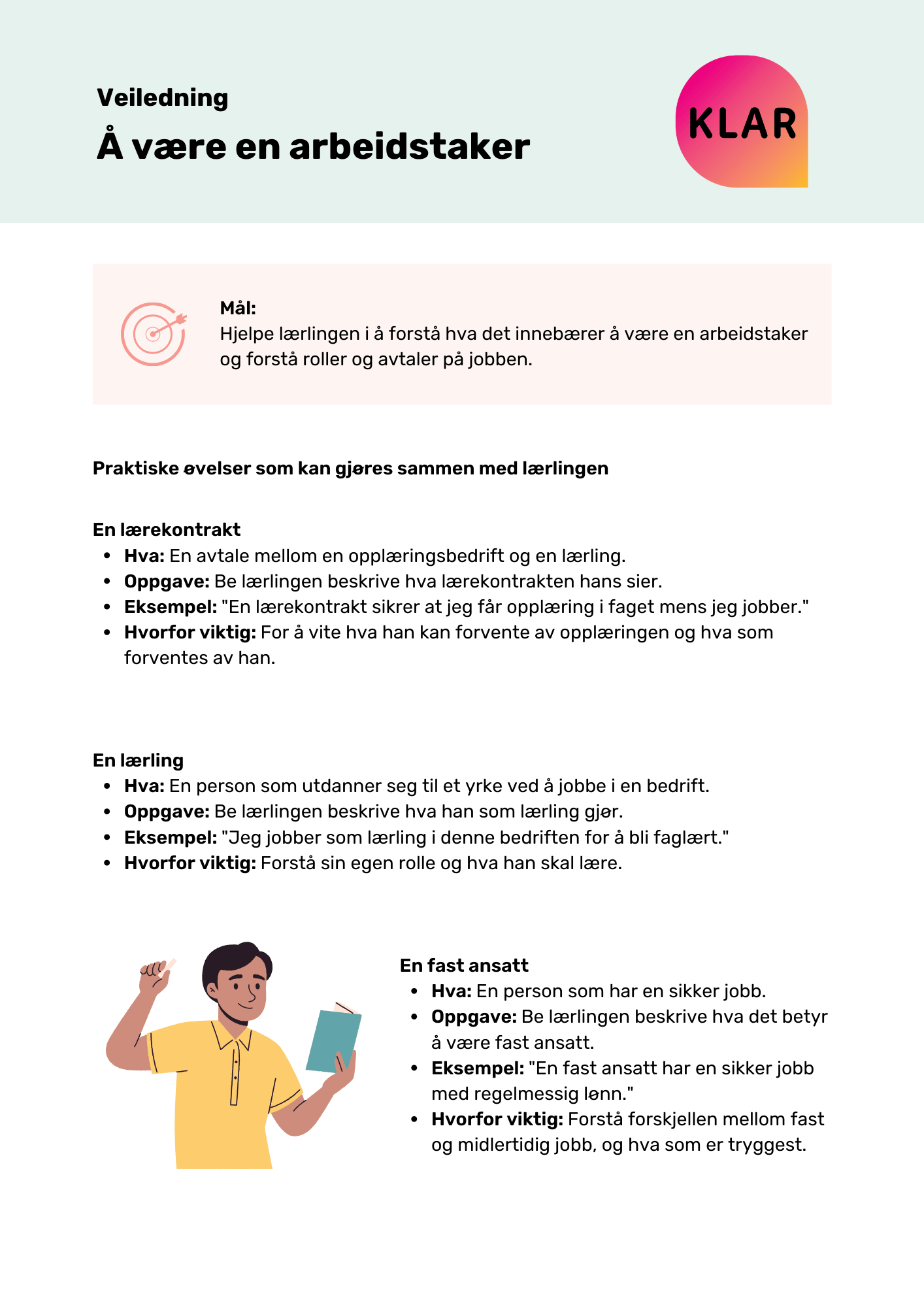 Veiledning - Å være en arbeidstaker