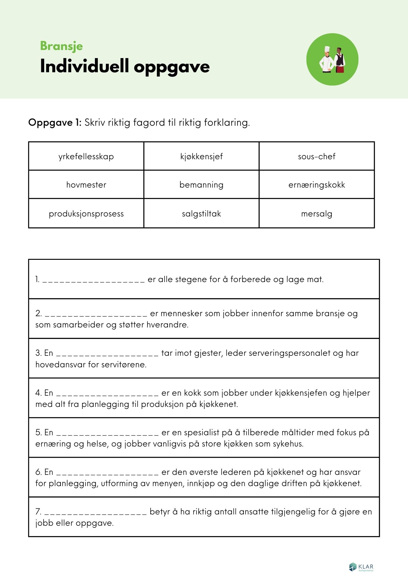 Bransje - individuell oppgave