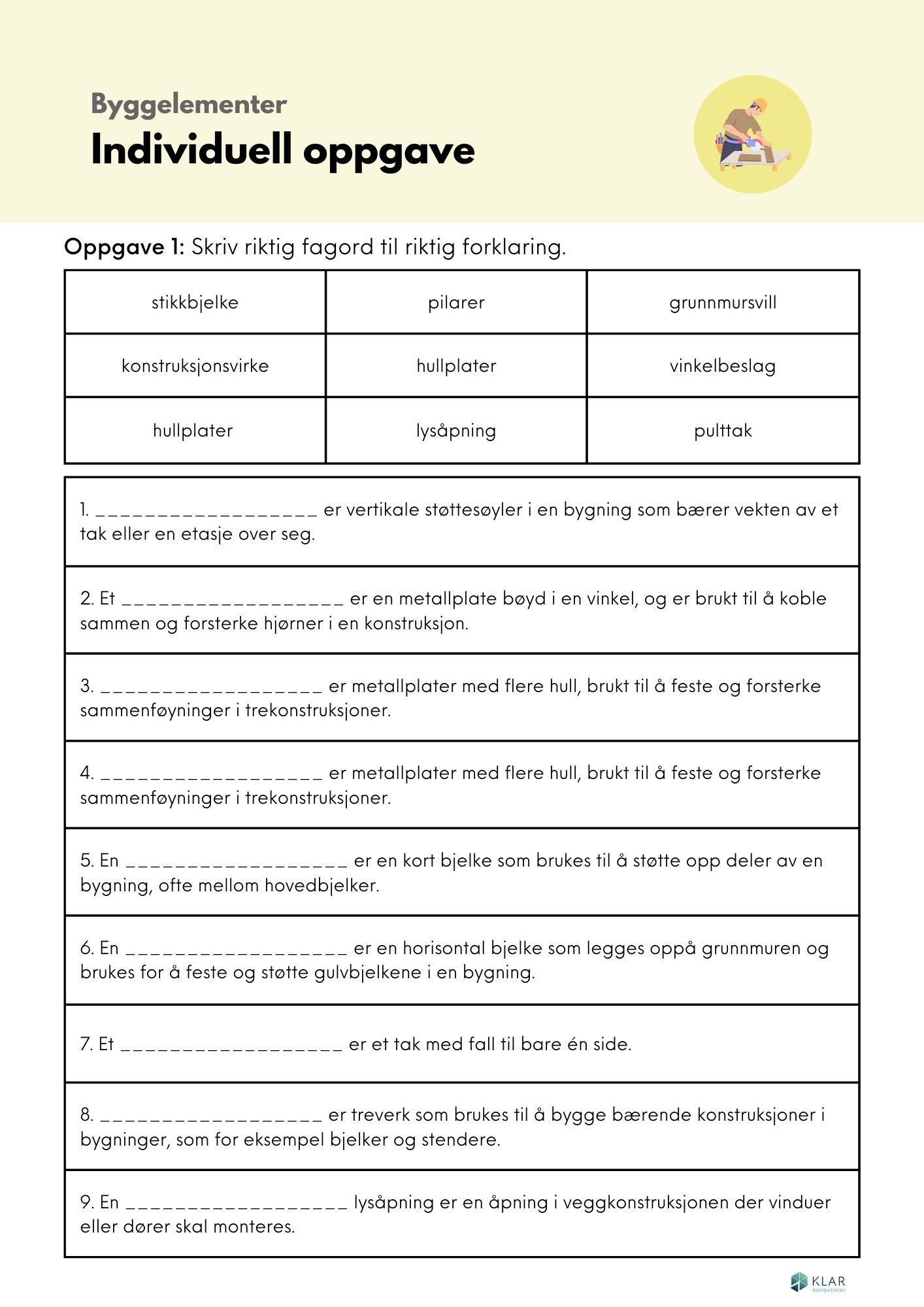 Byggelementer - individuell oppgave