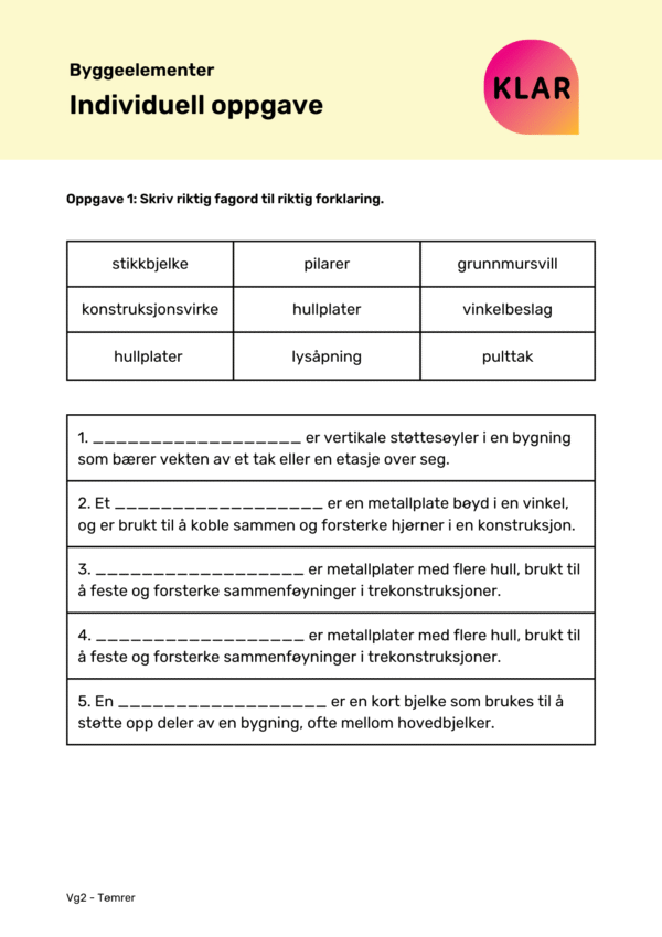 Byggelementer - individuell oppgave