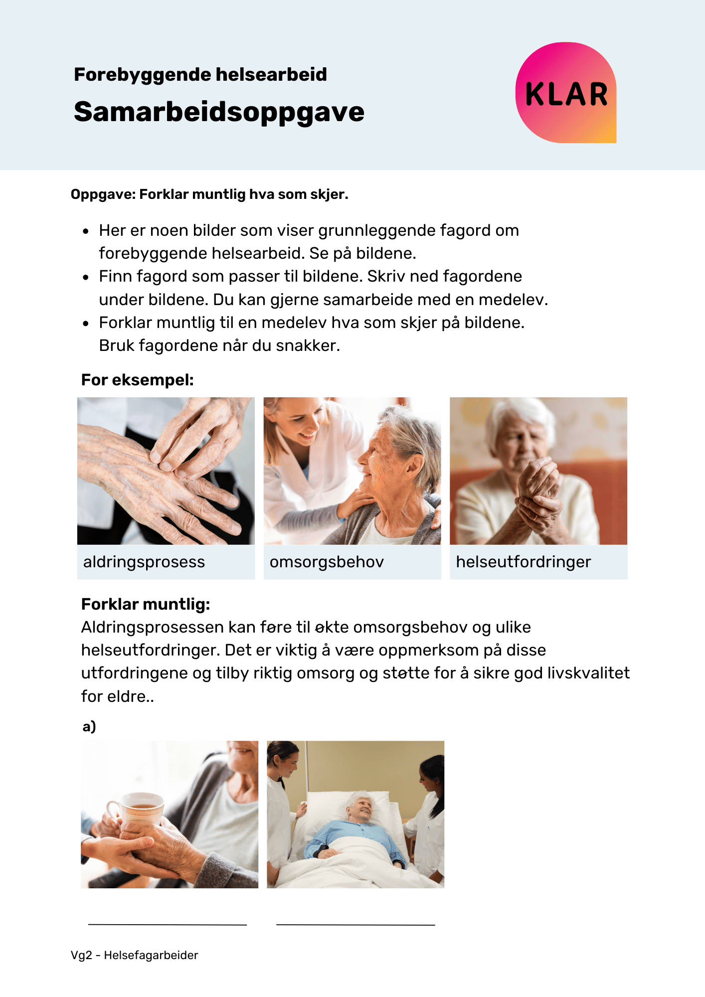 Forebyggende helsearbeid - samarbeidsoppgave