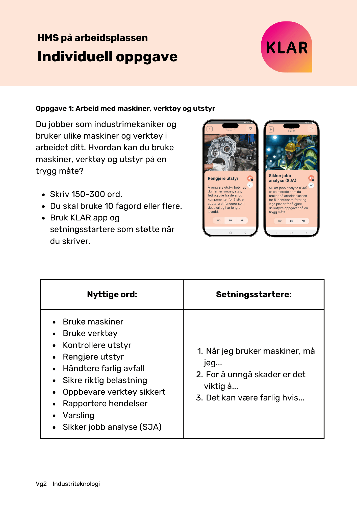 HMS på arbeidsplassen - individuell oppgave