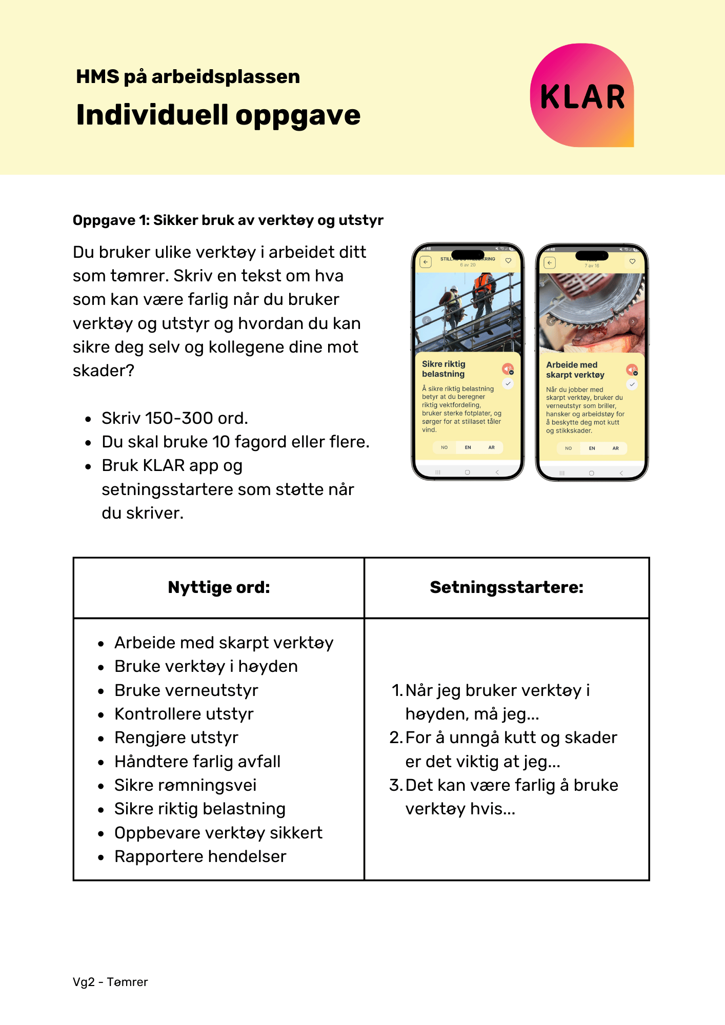 HMS på arbeidsplassen - individuell oppgave