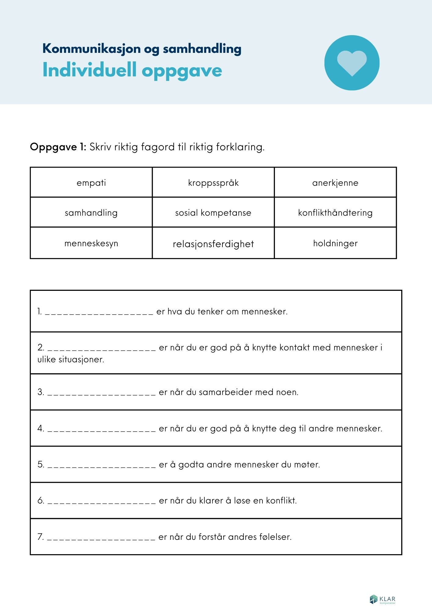 Kommunikasjon og samhandling - individuell oppgave
