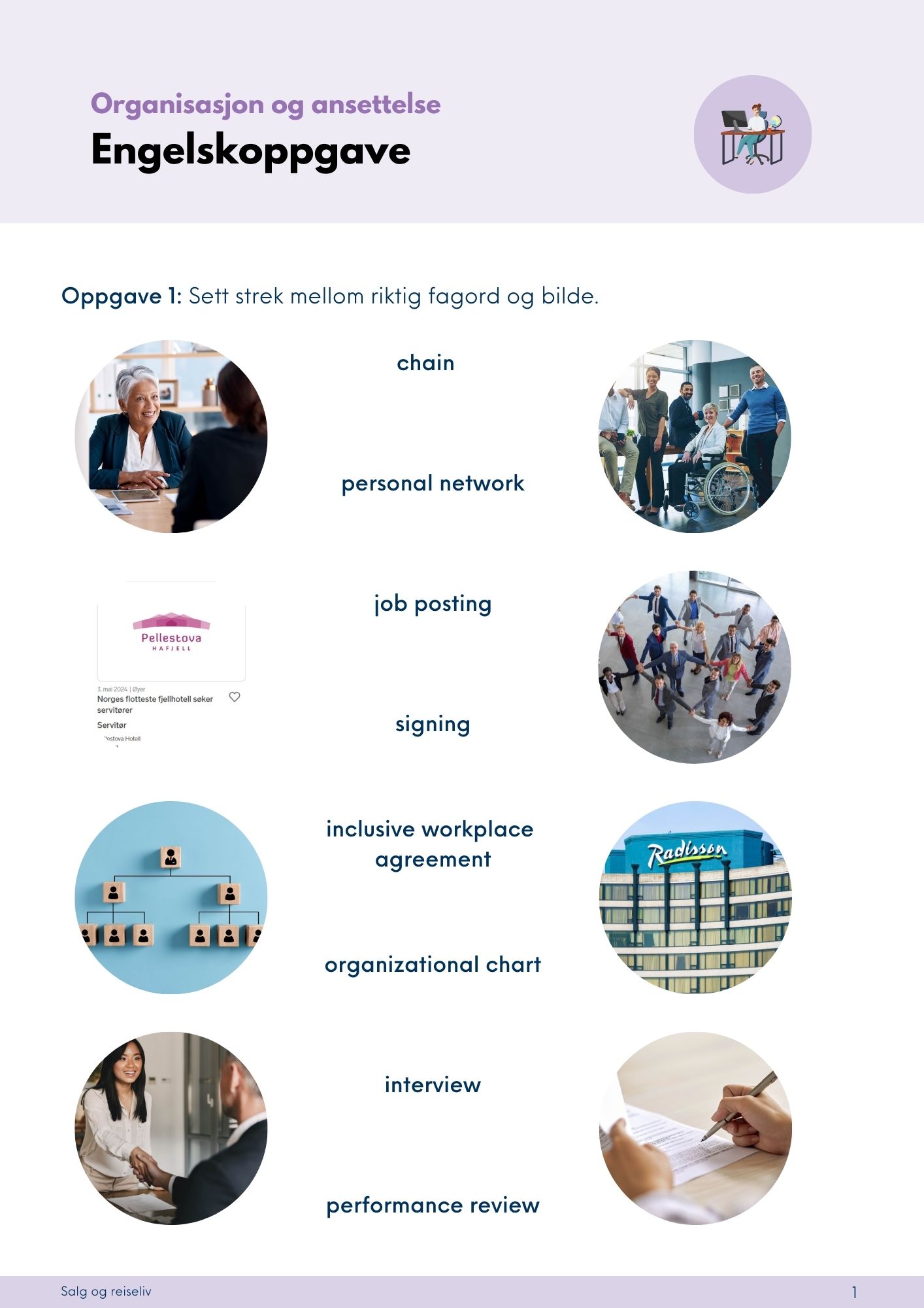Organisasjon og ansettelse - engelskoppgave