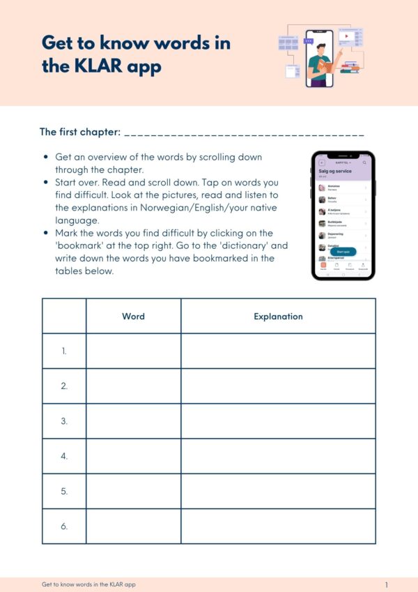 Get to know words in the KLAR app