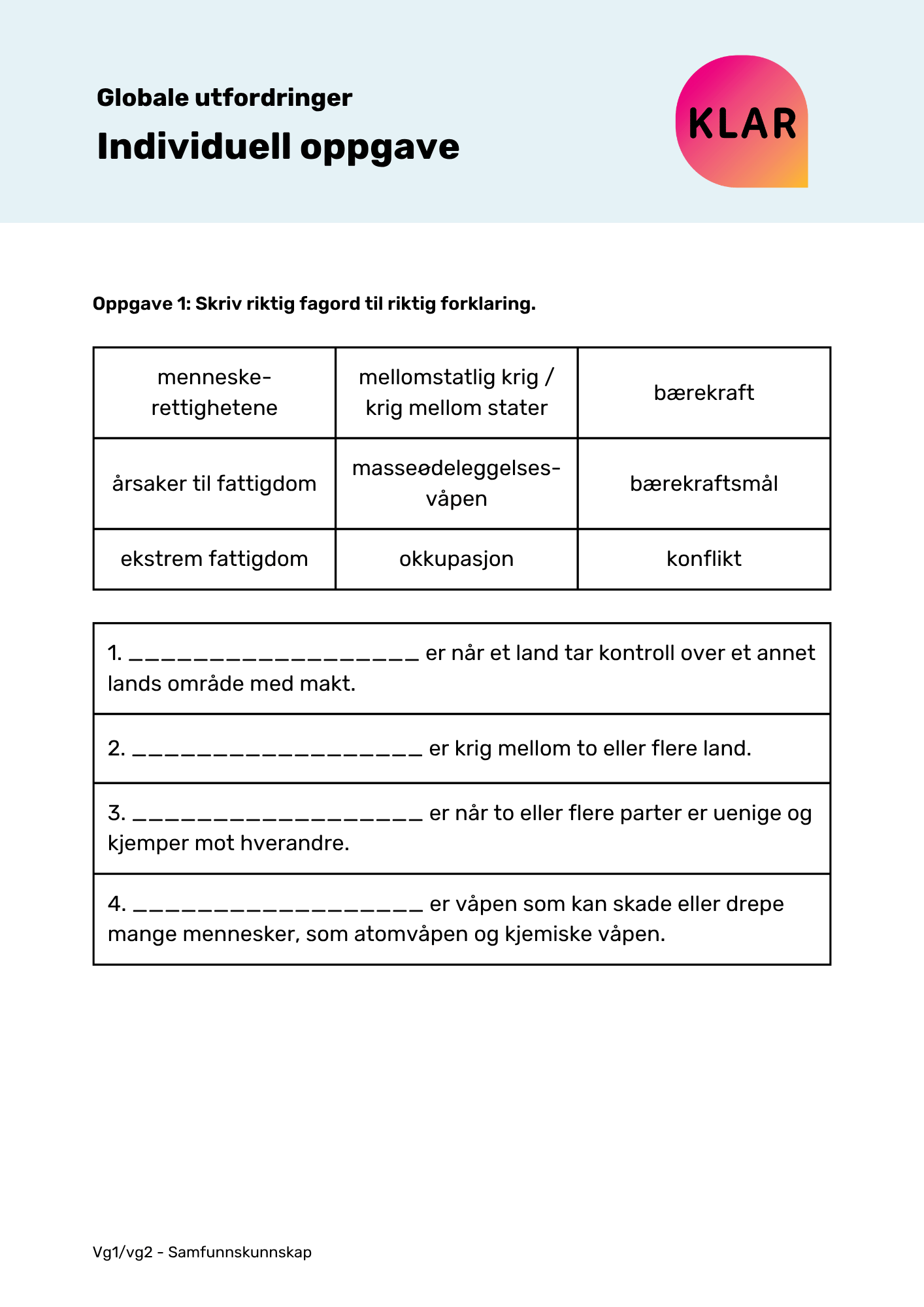 Globale utfordringer - individuell oppgave