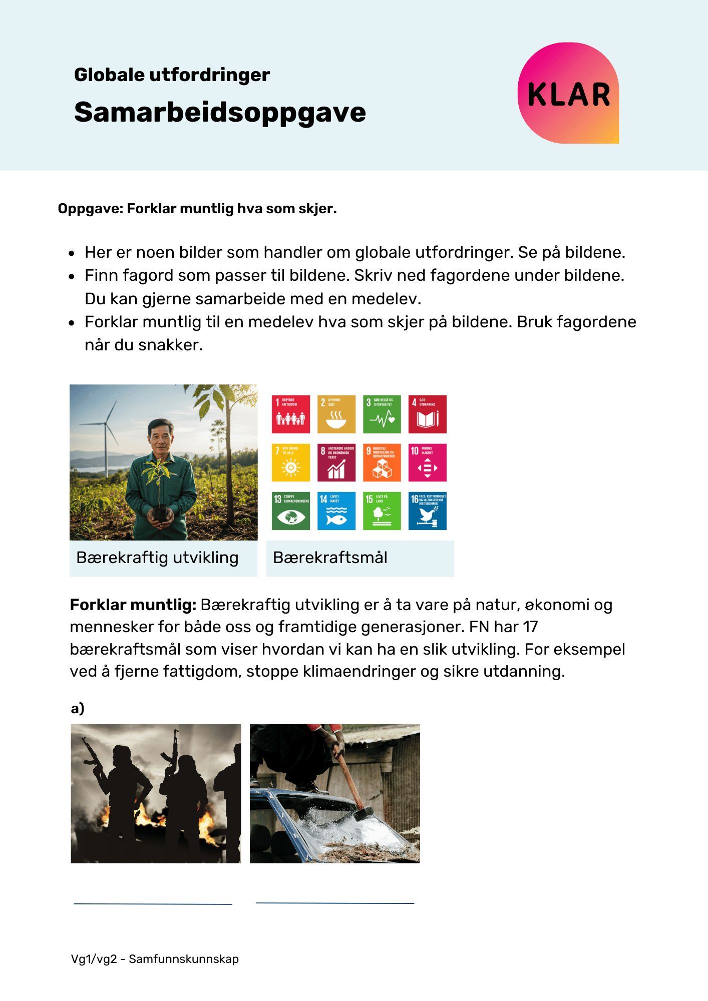 Globale utfordringer – samarbeidsoppgave