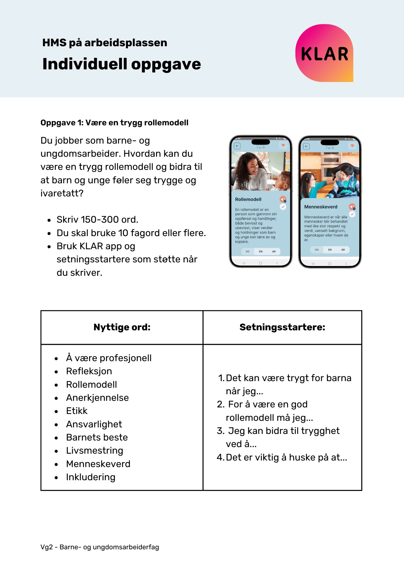 HMS på arbeidsplassen - individuell oppgave