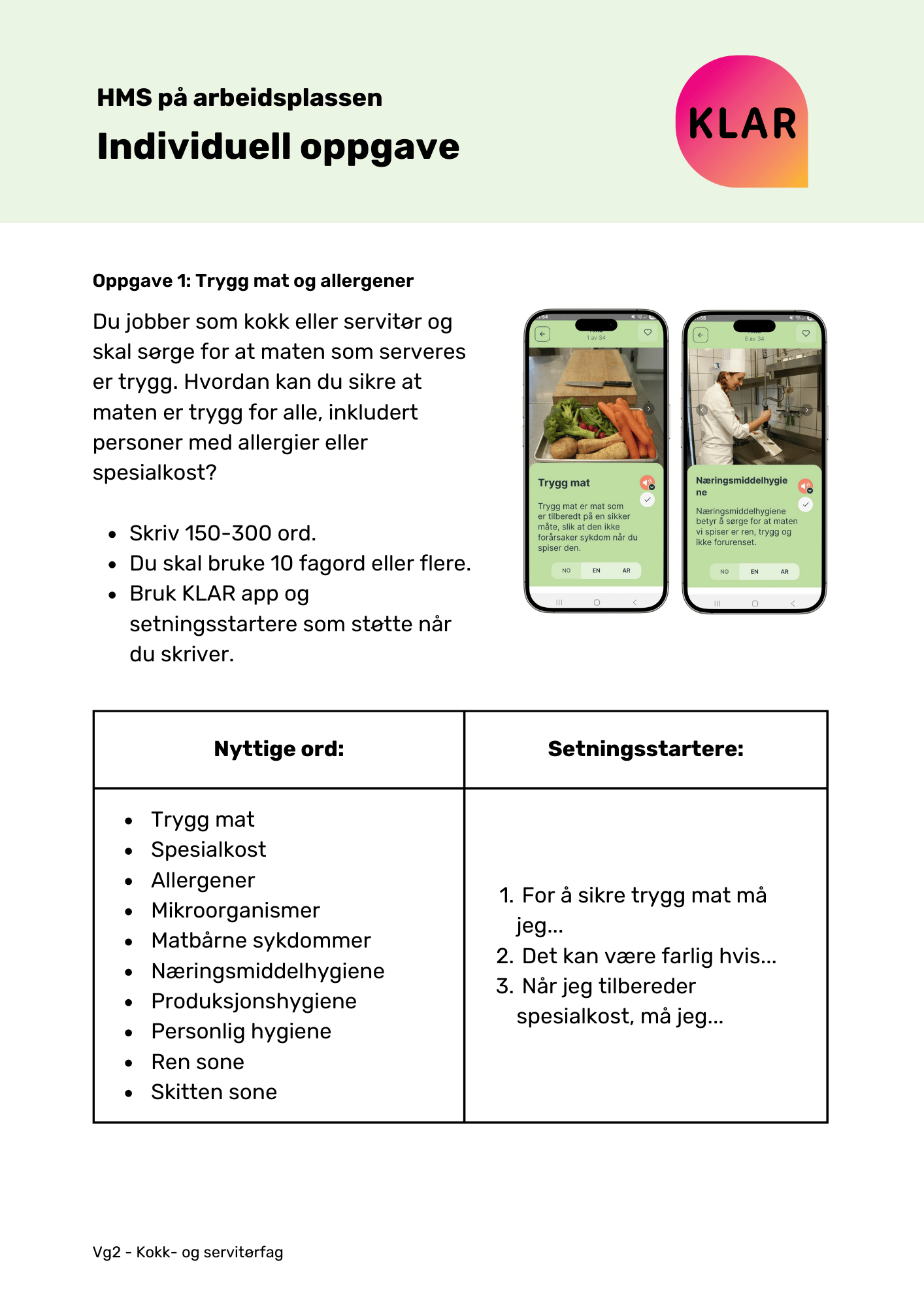 HMS på arbeidsplassen - individuell oppgave