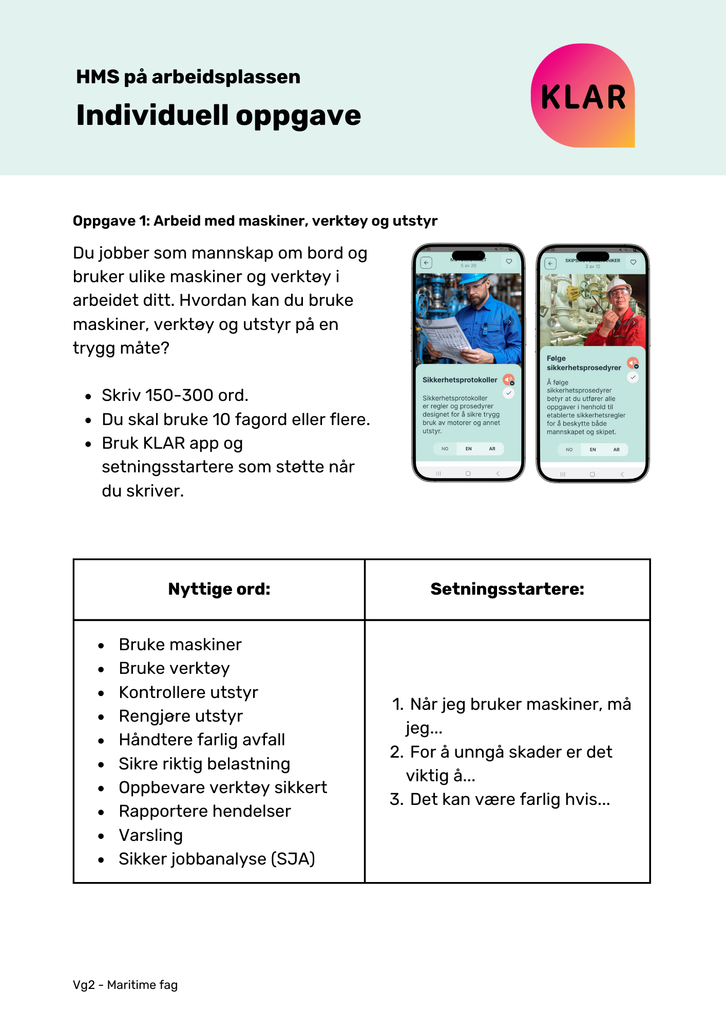 HMS på arbeidsplassen - individuell oppgave