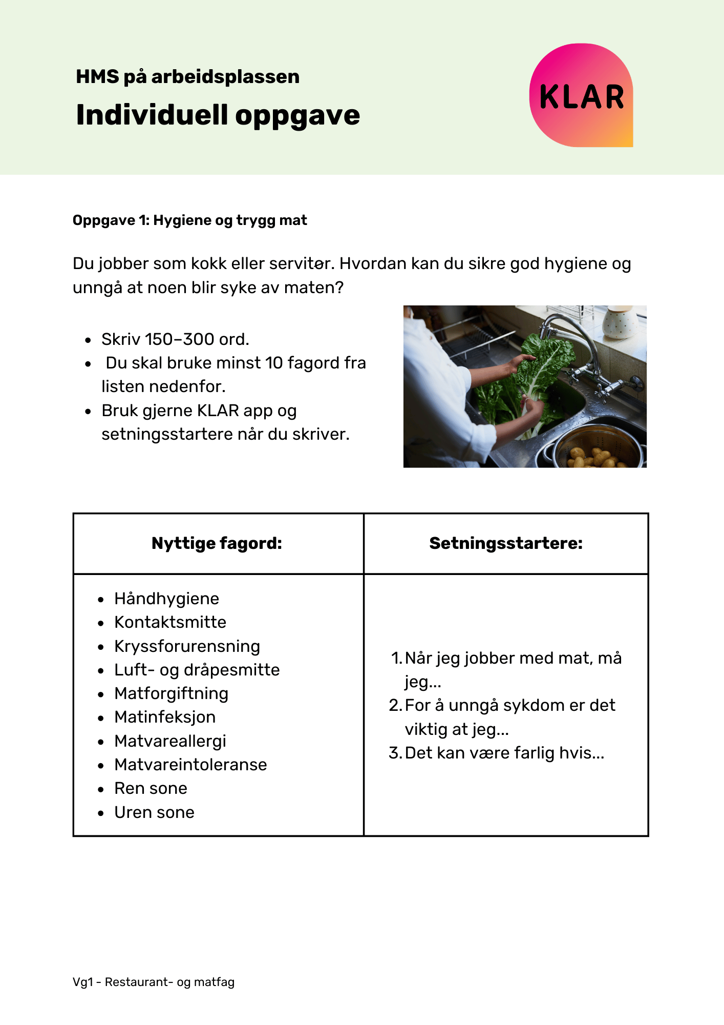 HMS på arbeidsplassen - individuell oppgave