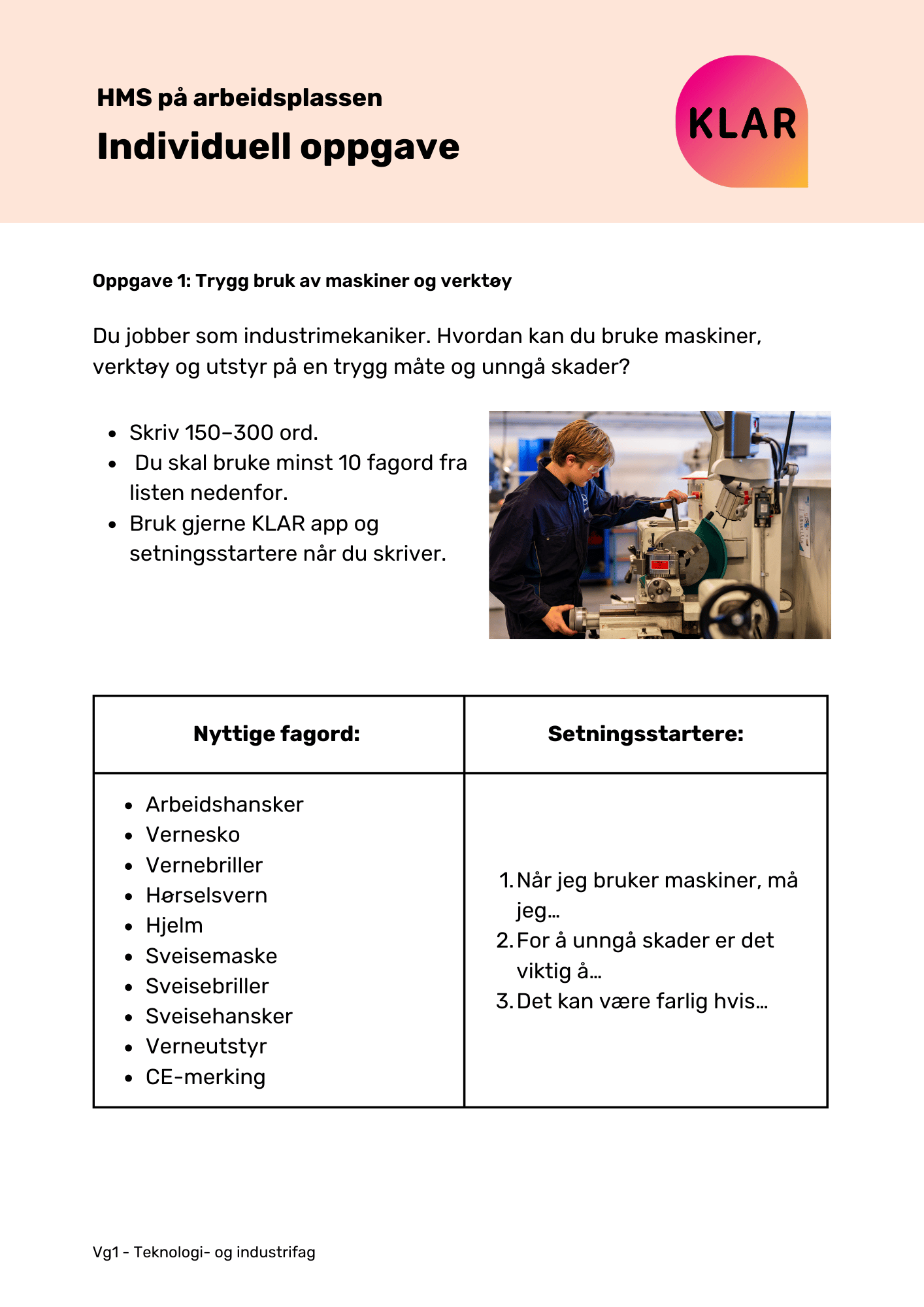 HMS på arbeidsplassen - individuell oppgave