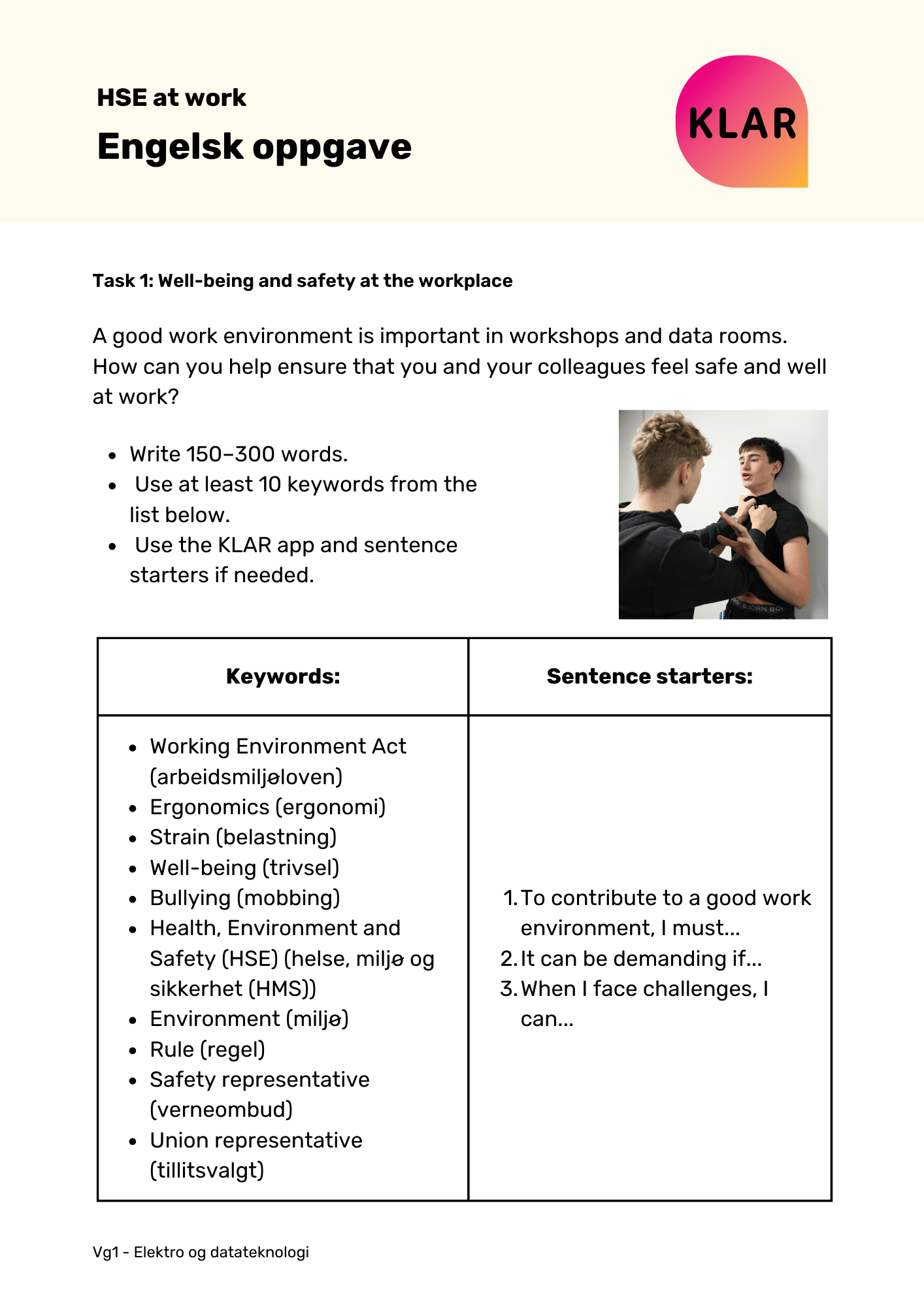 HSE at work - engelskoppgave