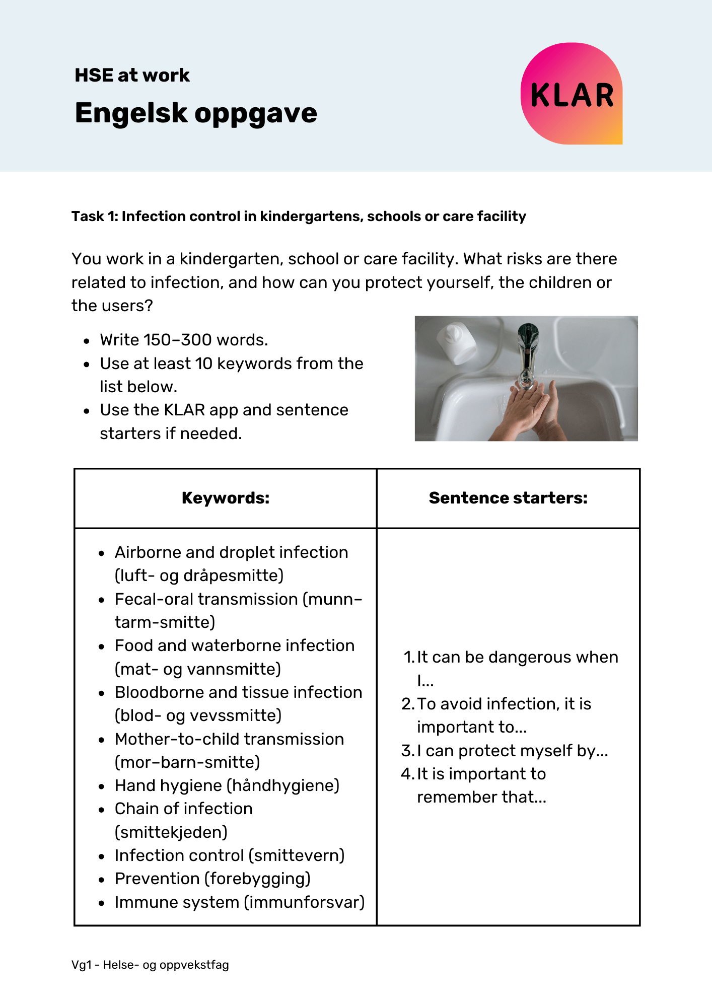 HSE at work - engelskoppgave