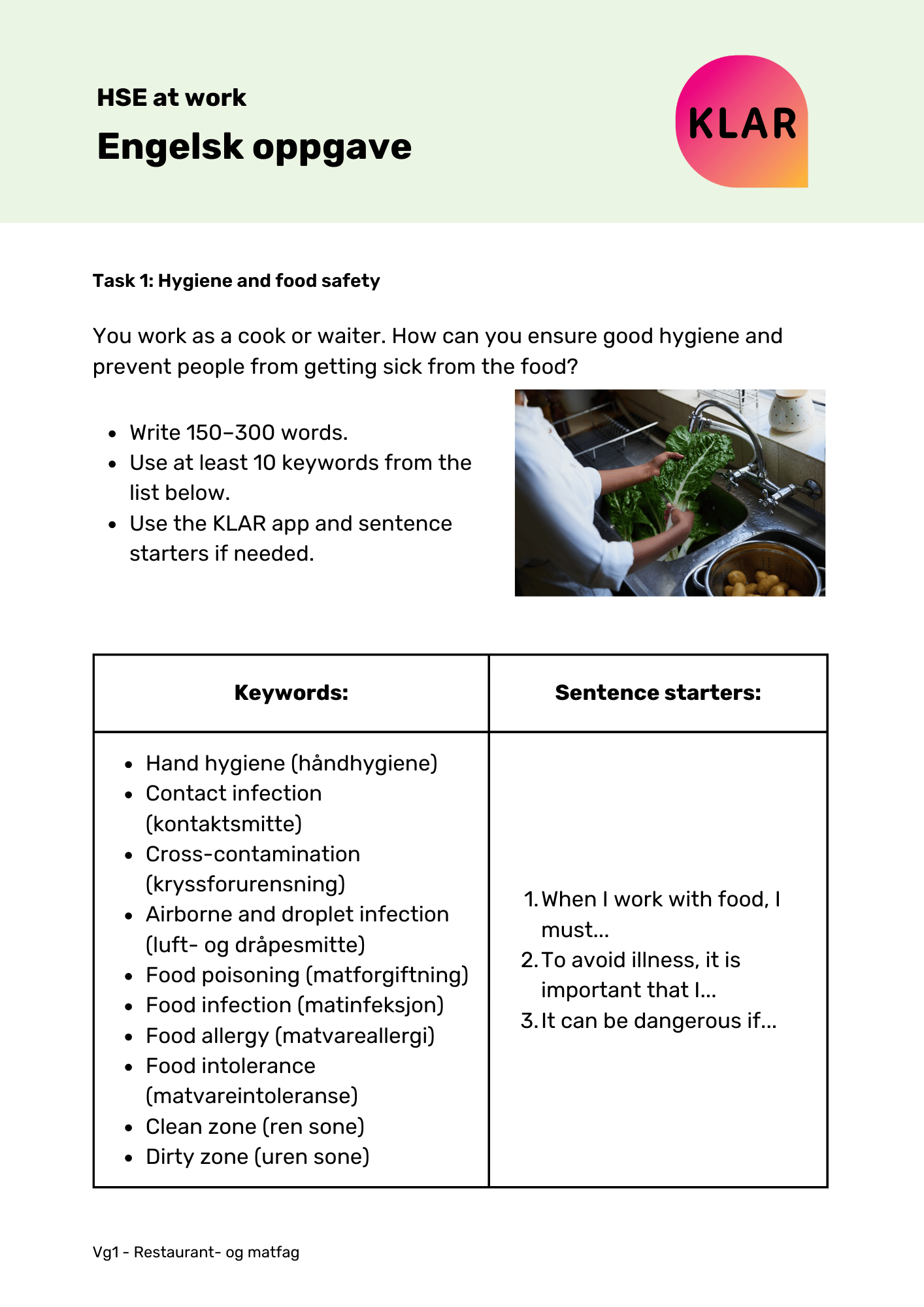 HSE at work - engelskoppgave