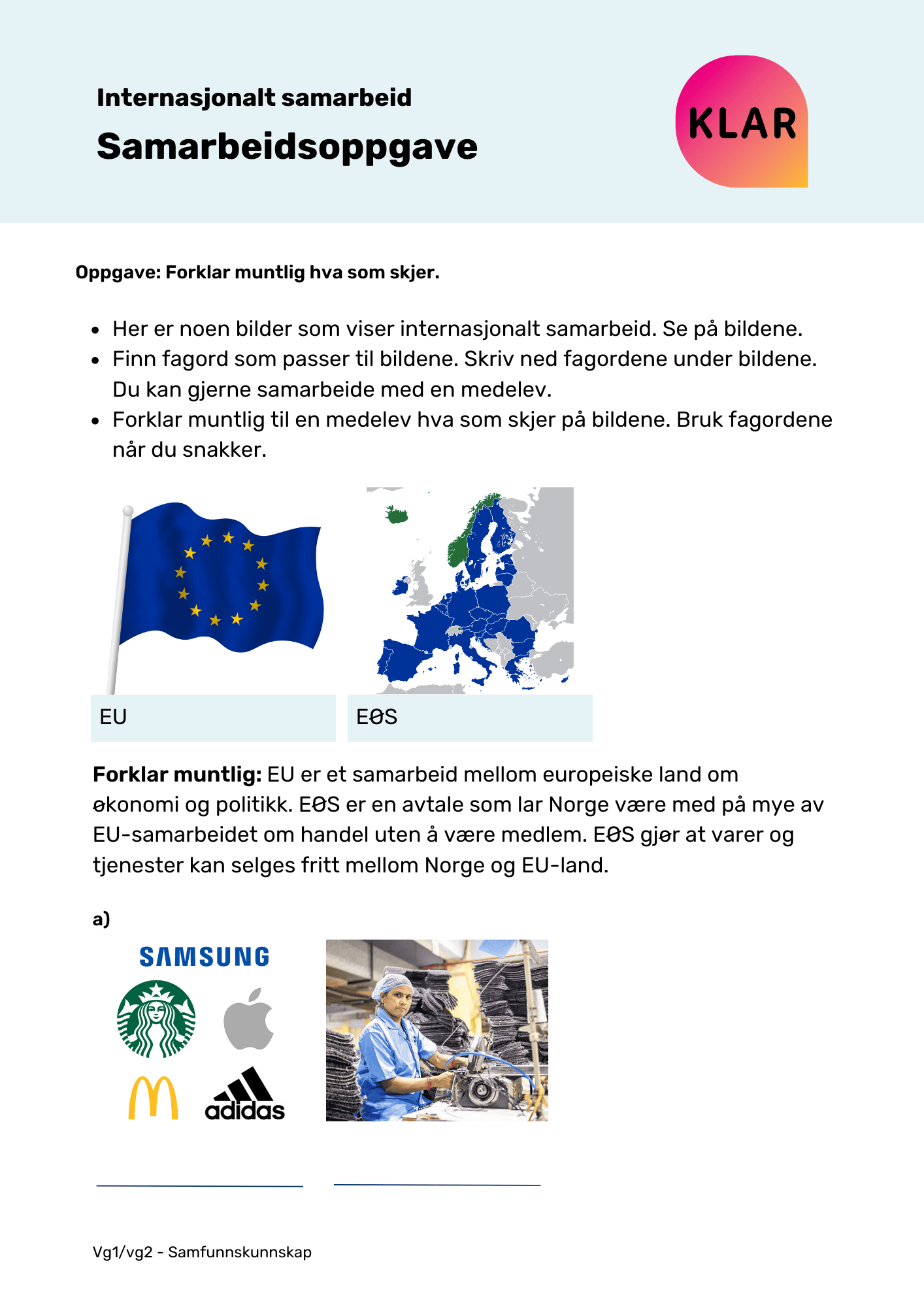 Internasjonalt samarbeid – samarbeidsoppgave