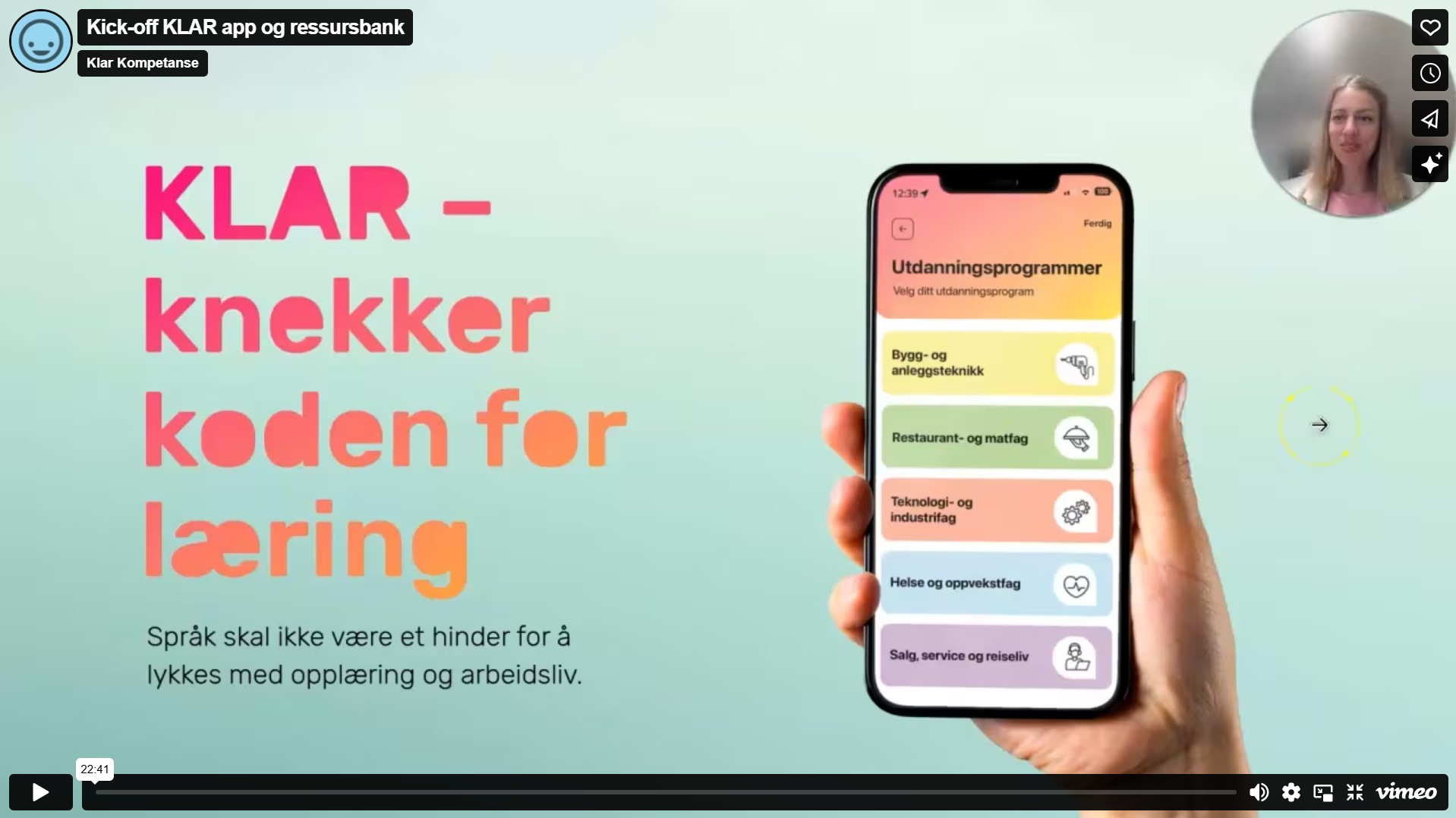 Kick-off KLAR app og ressursbank