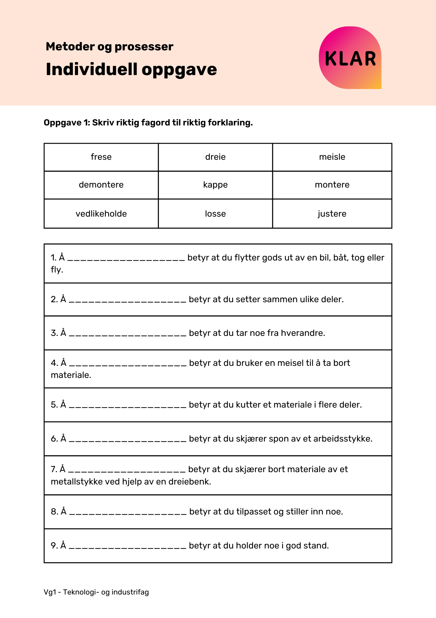 Metoder og prosesser - individuell oppgave