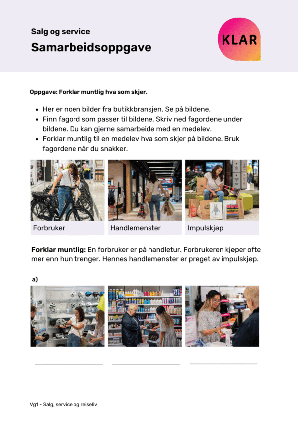 Salg og service - samarbeidsoppgave