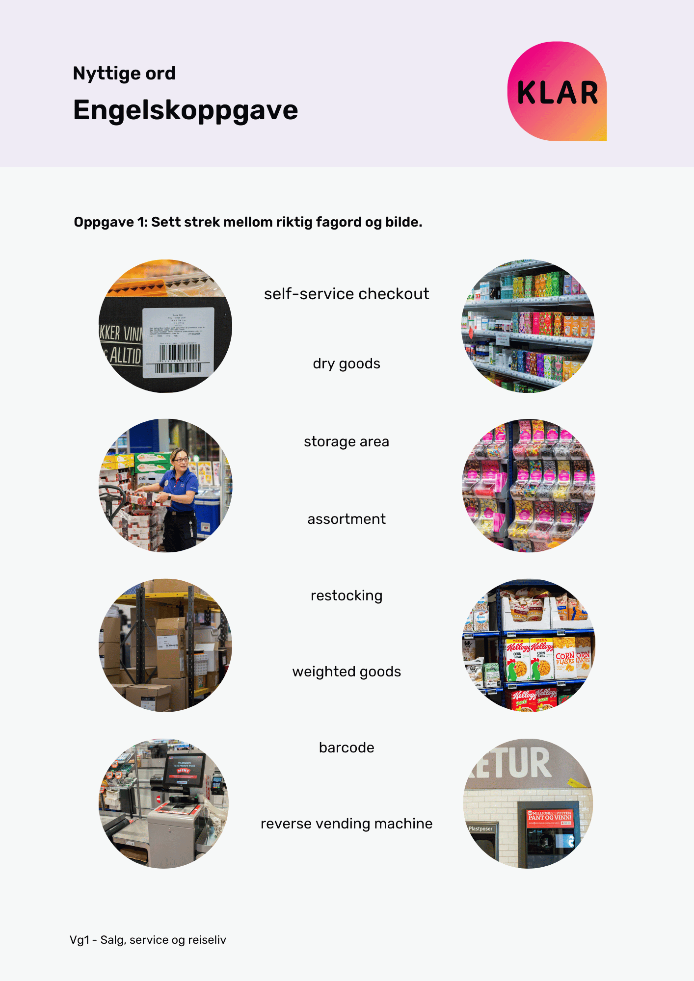 Nyttige ord - engelskoppgave