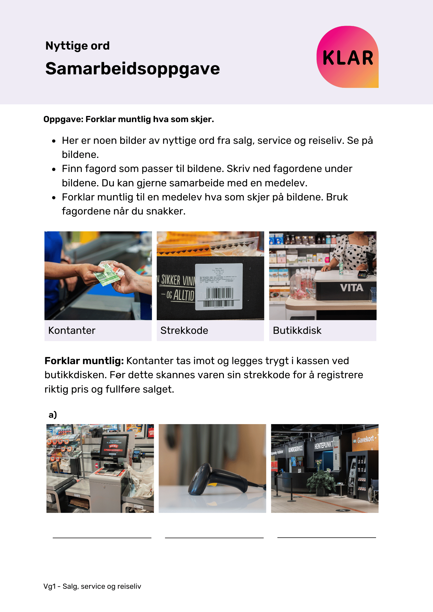 Nyttige ord - samarbeidsoppgave