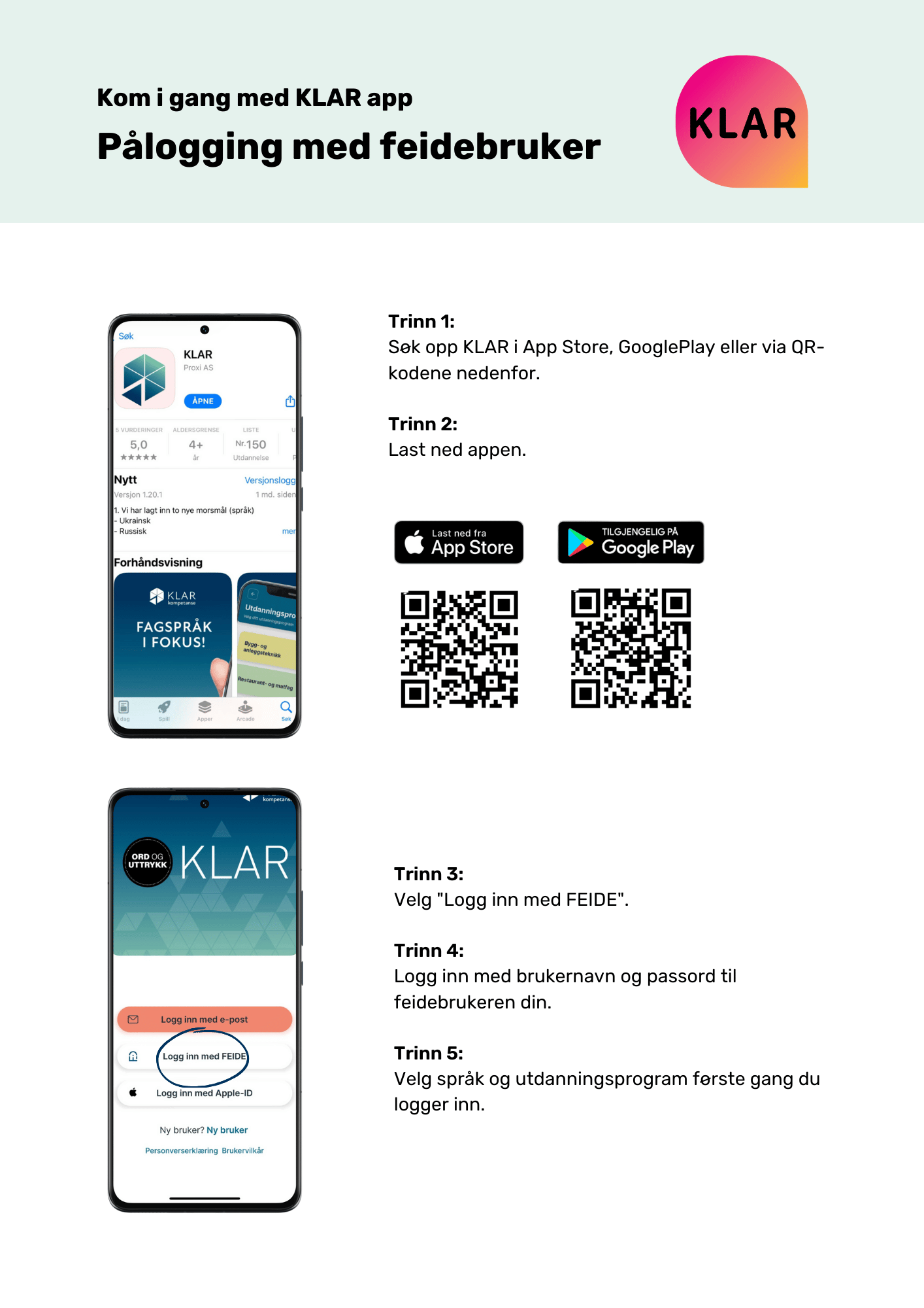 Pålogging med feidebruker