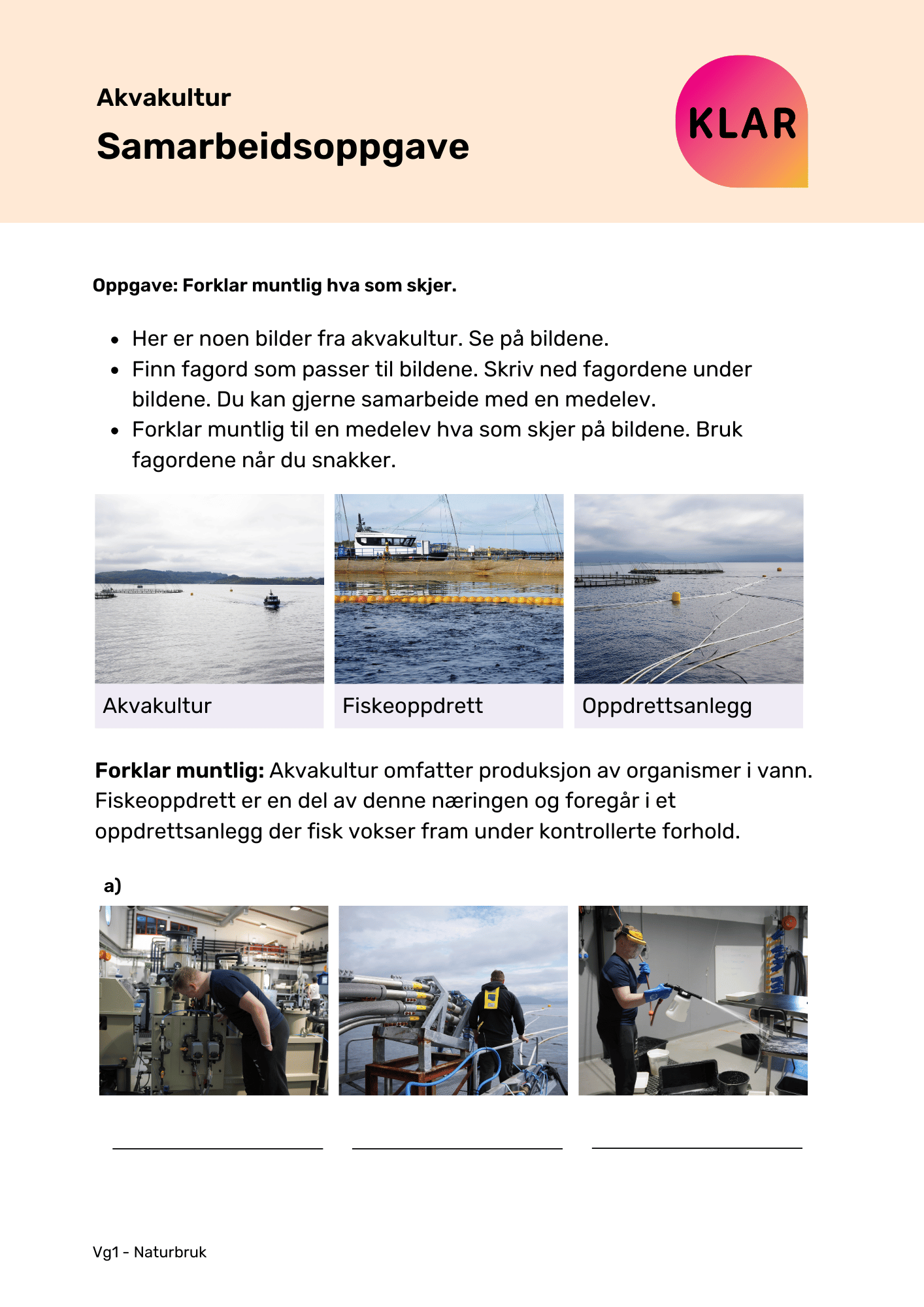 Akvakultur - samarbeidsoppgave