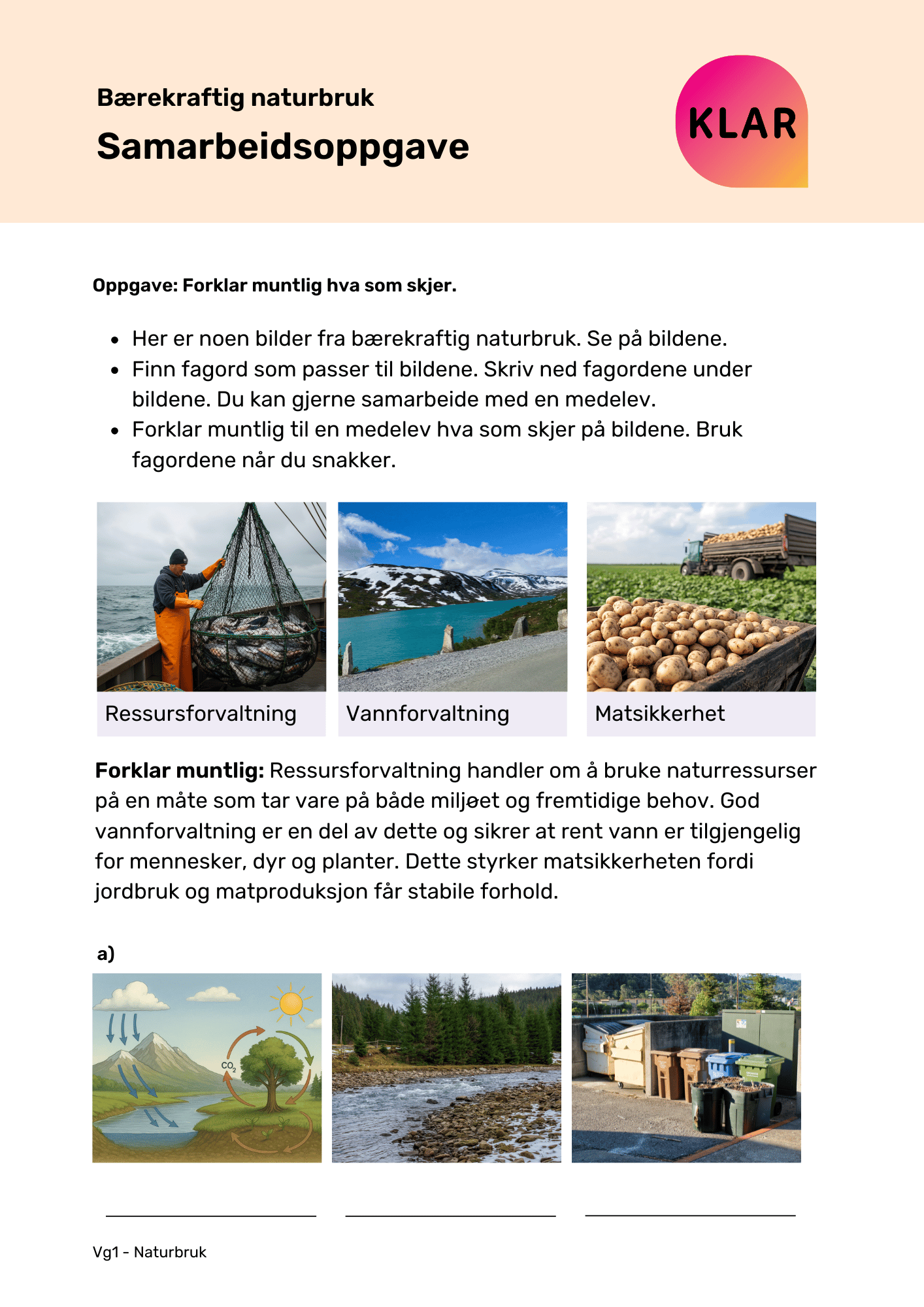 Bærekraftig naturbruk - samarbeidsoppgave