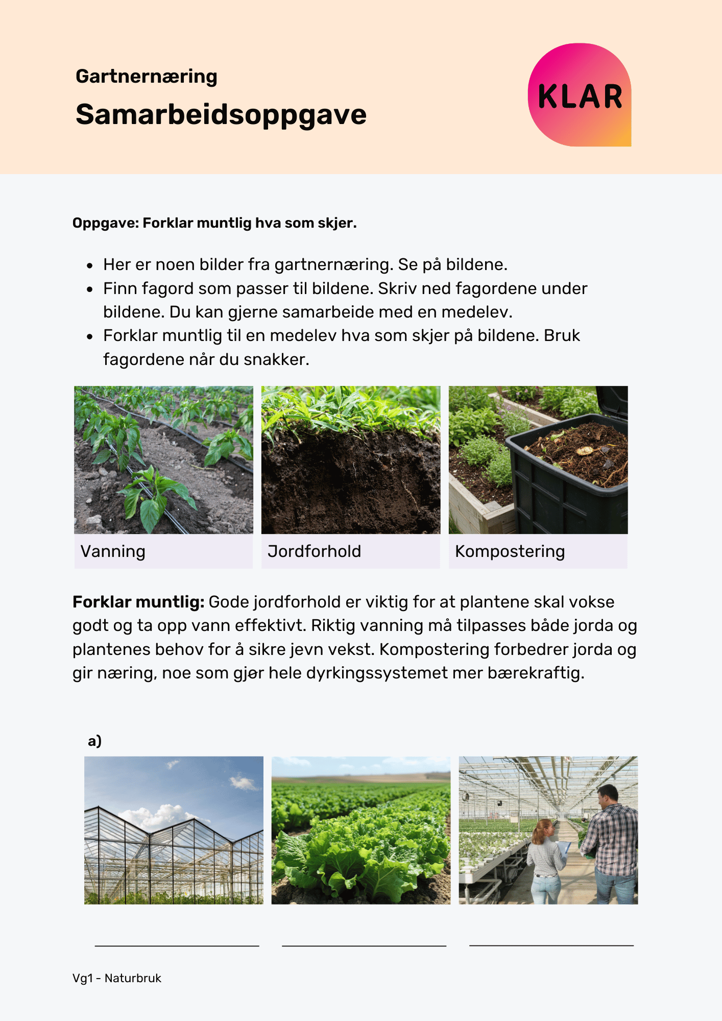 Gartnernæring - samarbeidsoppgave