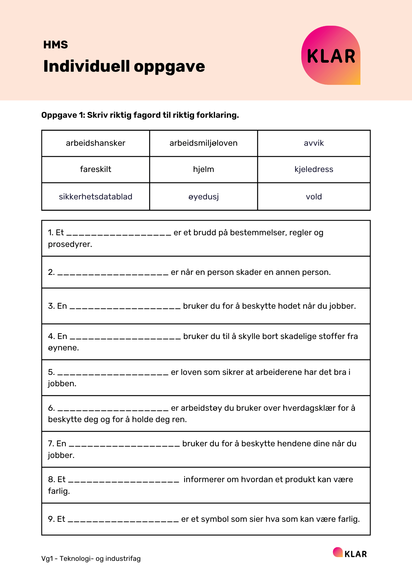 HMS - individuell oppgave