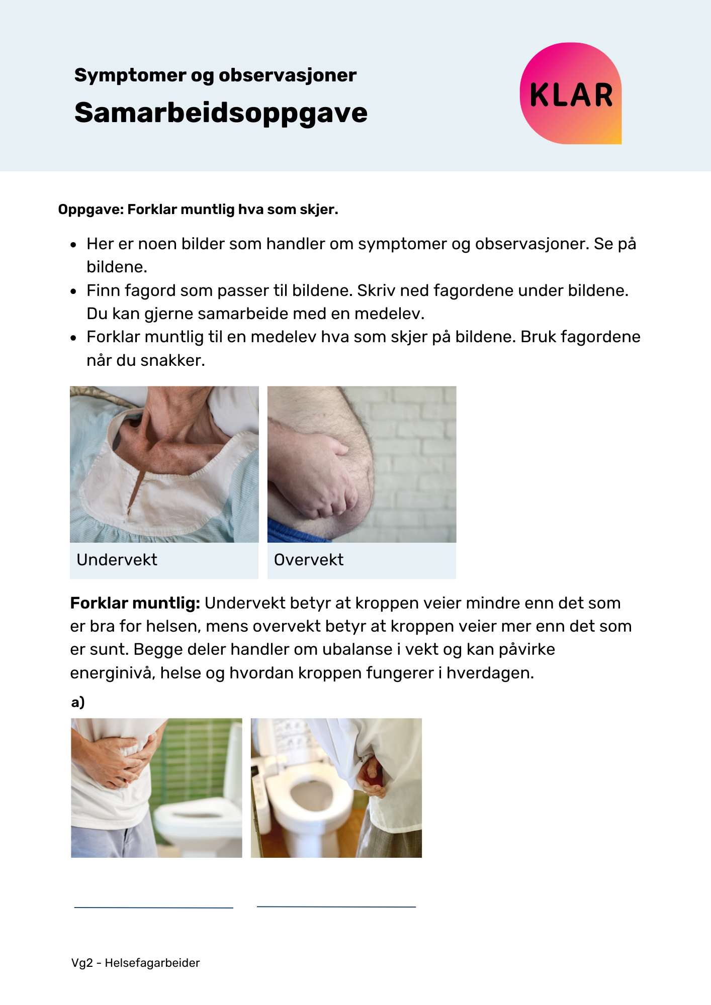 Symptomer og observasjoner - samarbeidsoppgave