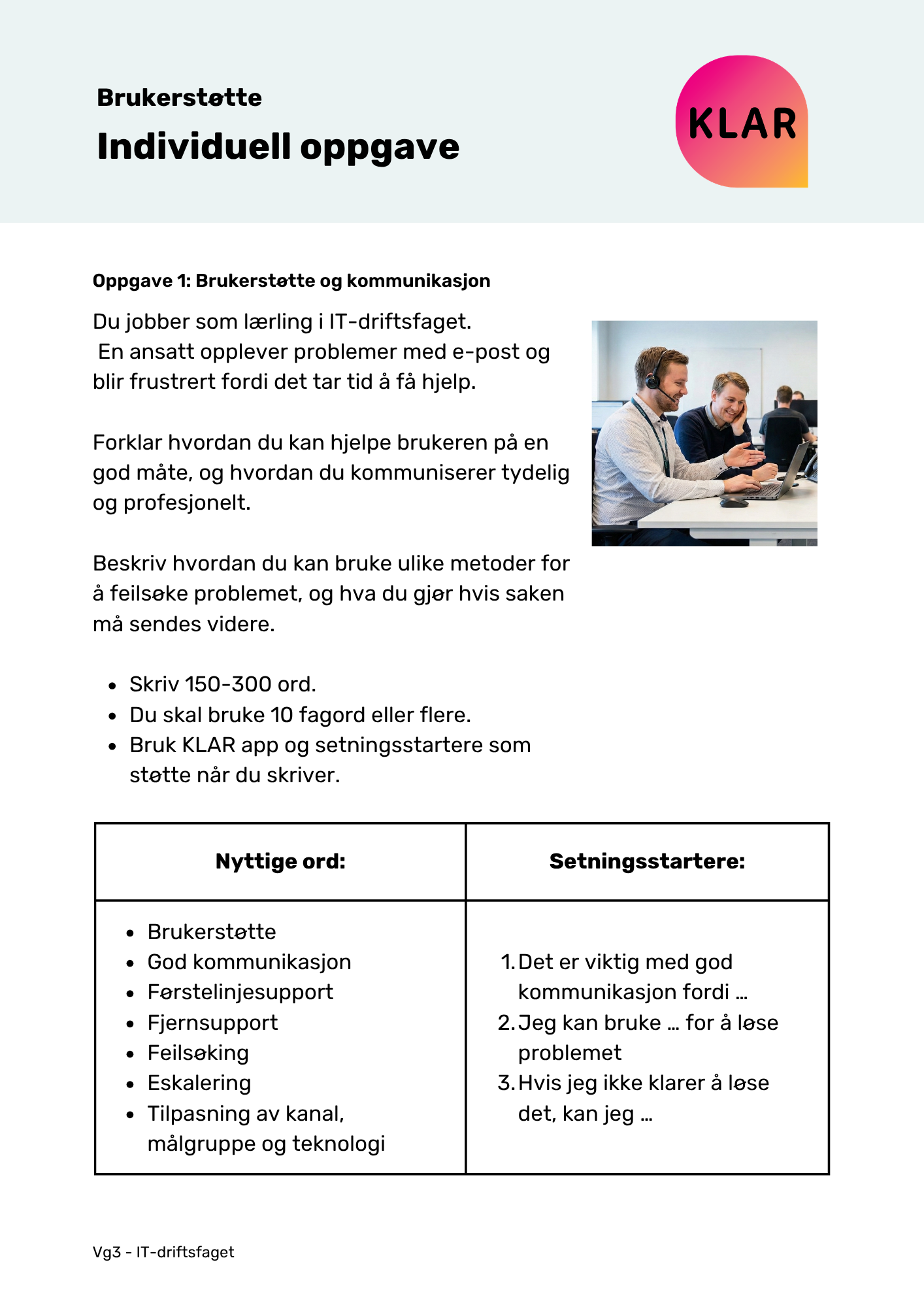 Brukerstøtte - individuell oppgave