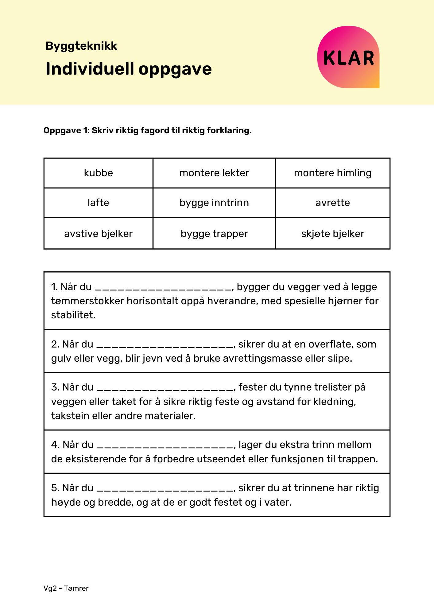 Byggteknikk - individuell oppgave