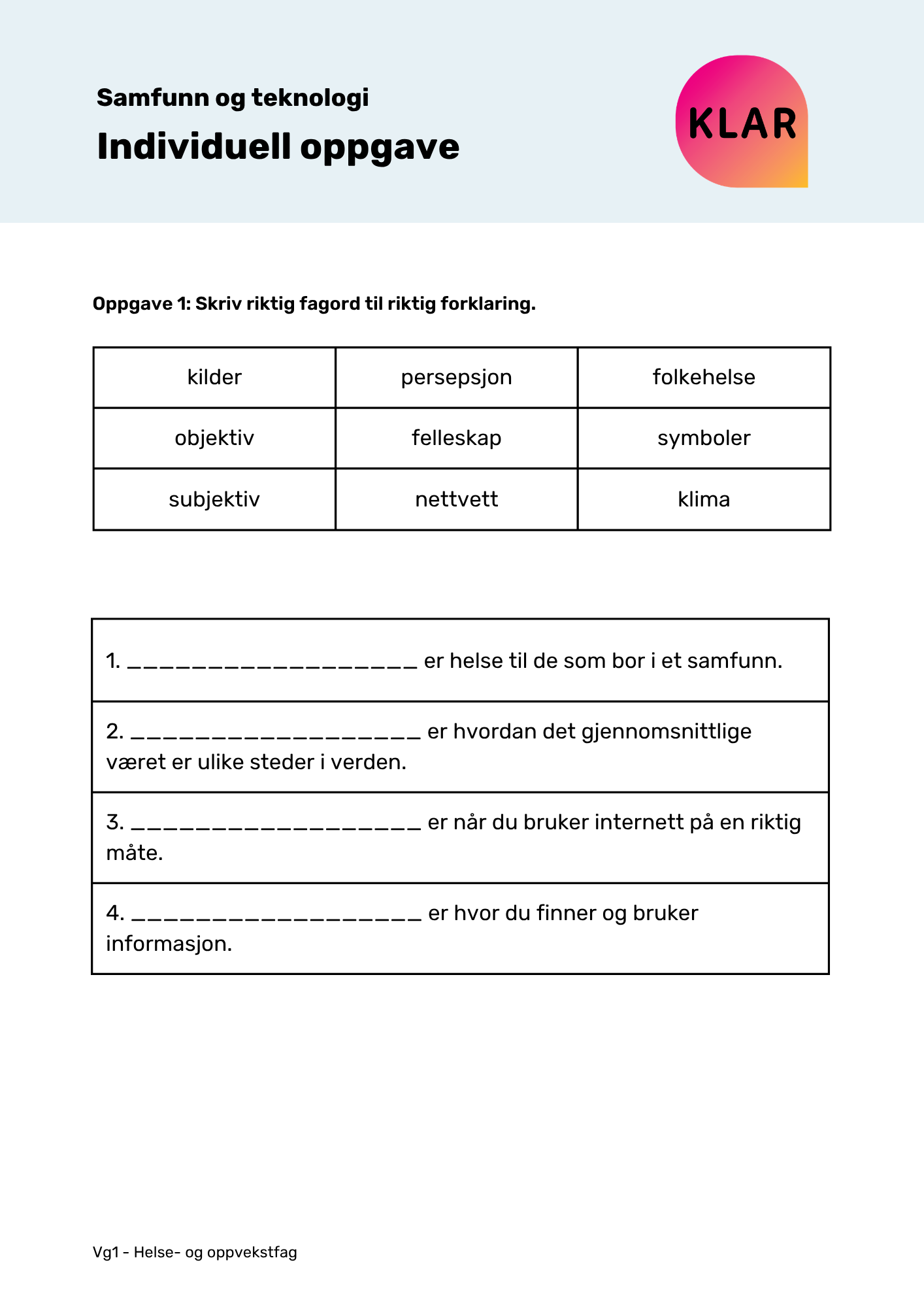 Samfunn og teknologi - individuell oppgave