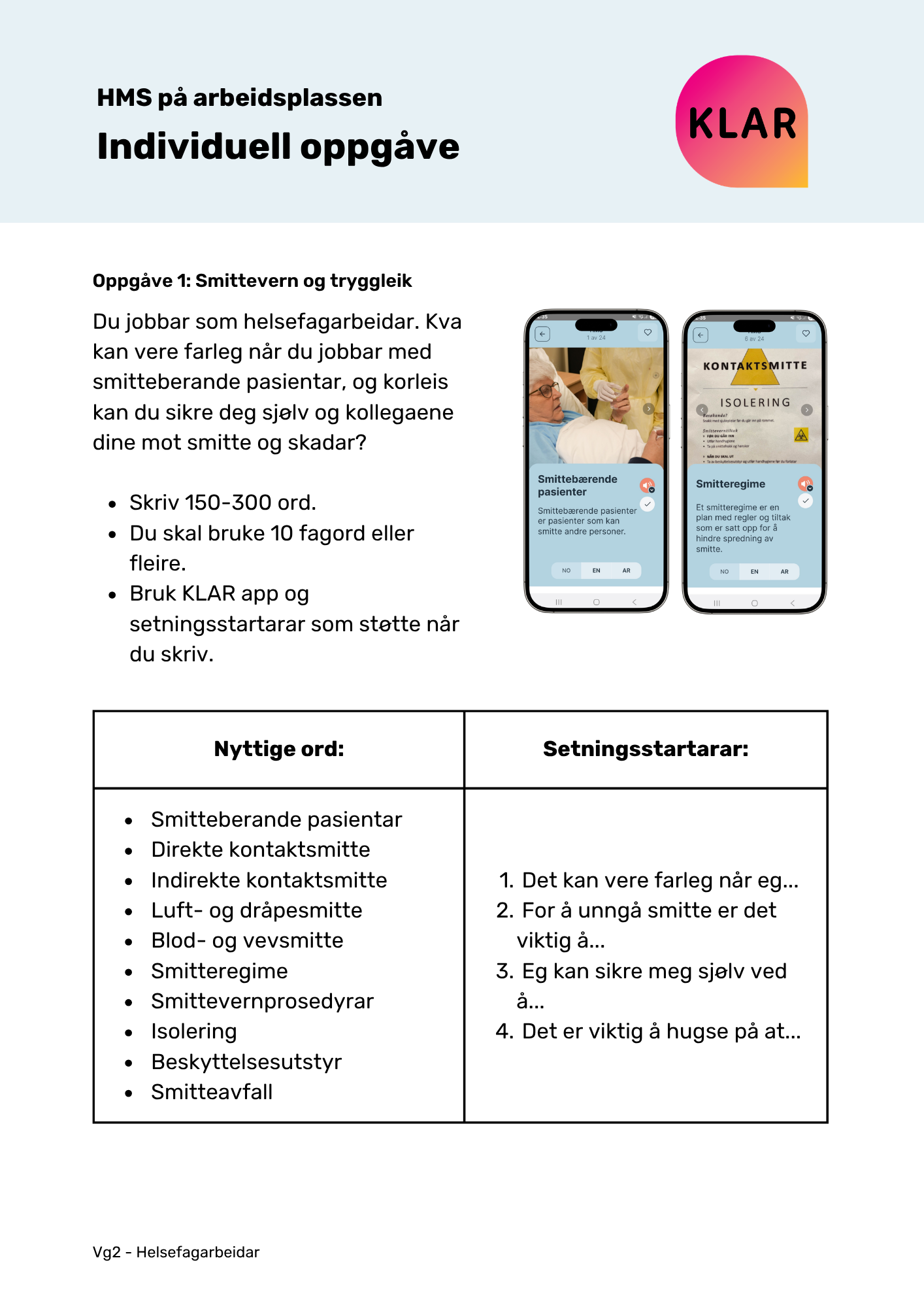 HMS på arbeidsplassen - individuell oppgåve