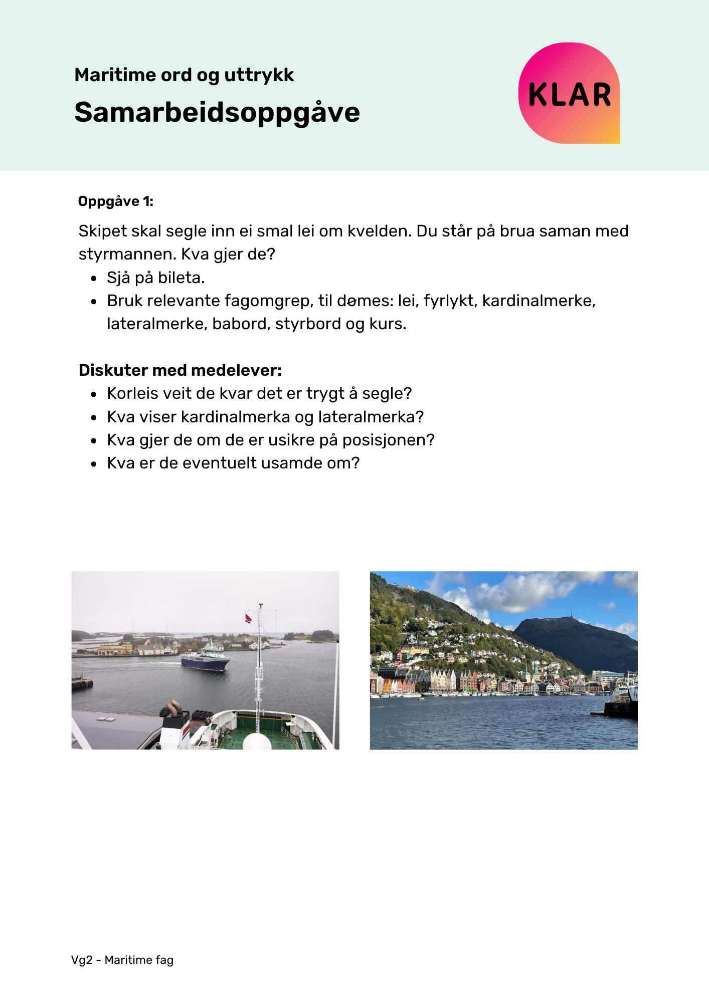 Maritime ord og uttrykk - samarbeidsoppgåve