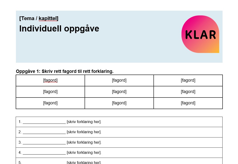 Mal - individuell oppgåve - nynorsk