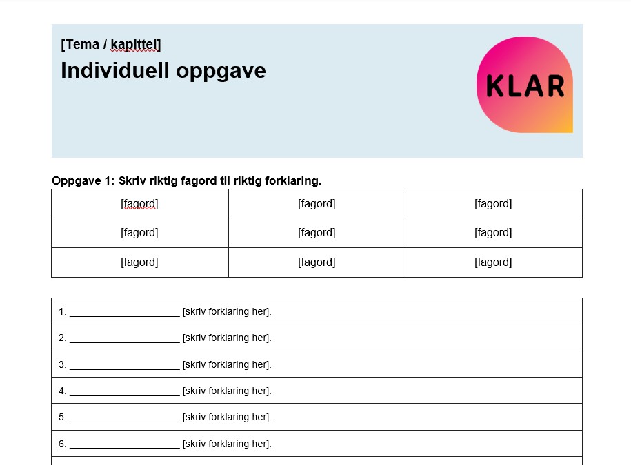 Mal - individuell oppgave